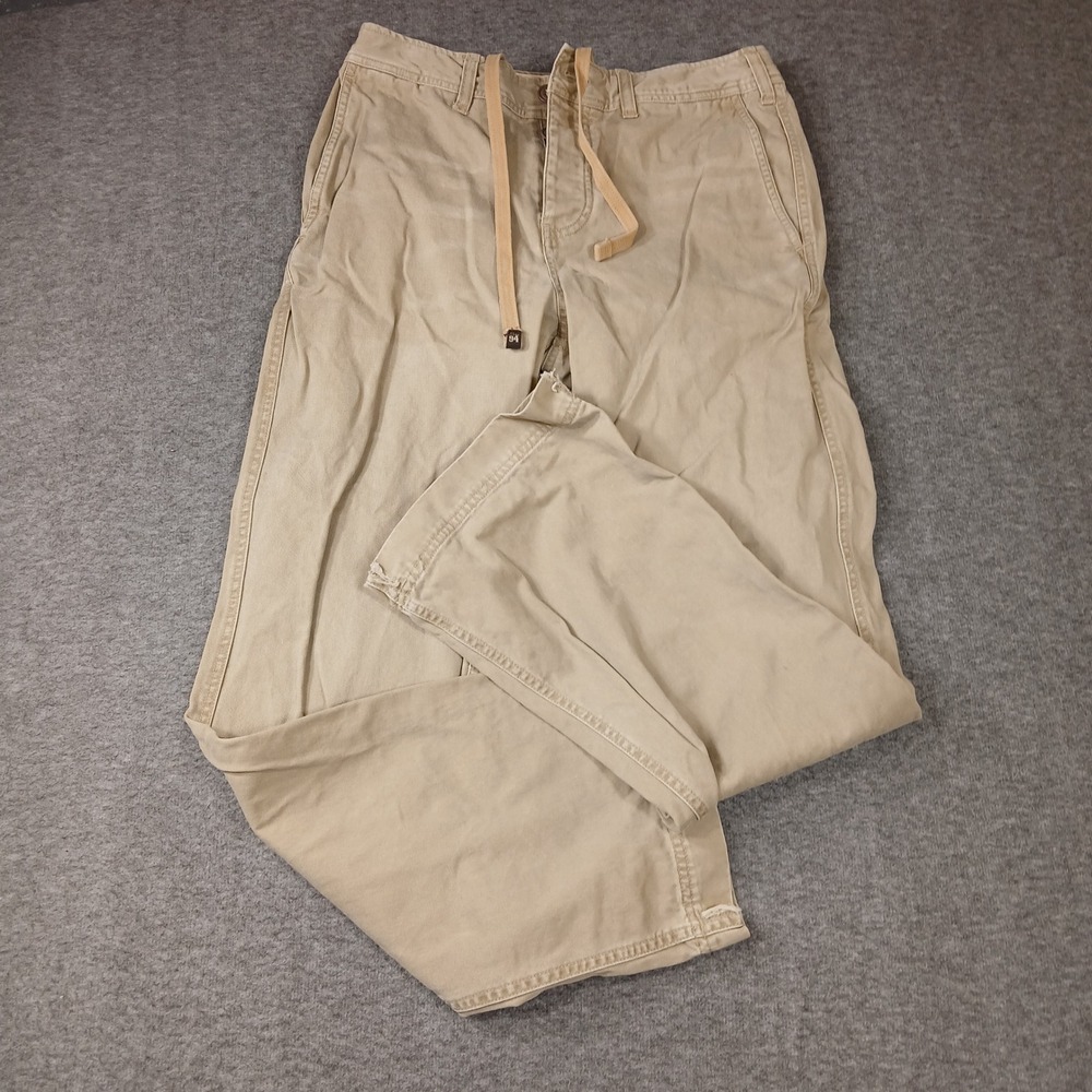 Sonoma Jean Co Flare Mens 30x32 Tan Khaki Wide Leg Cotton Button‎ Fly Pants